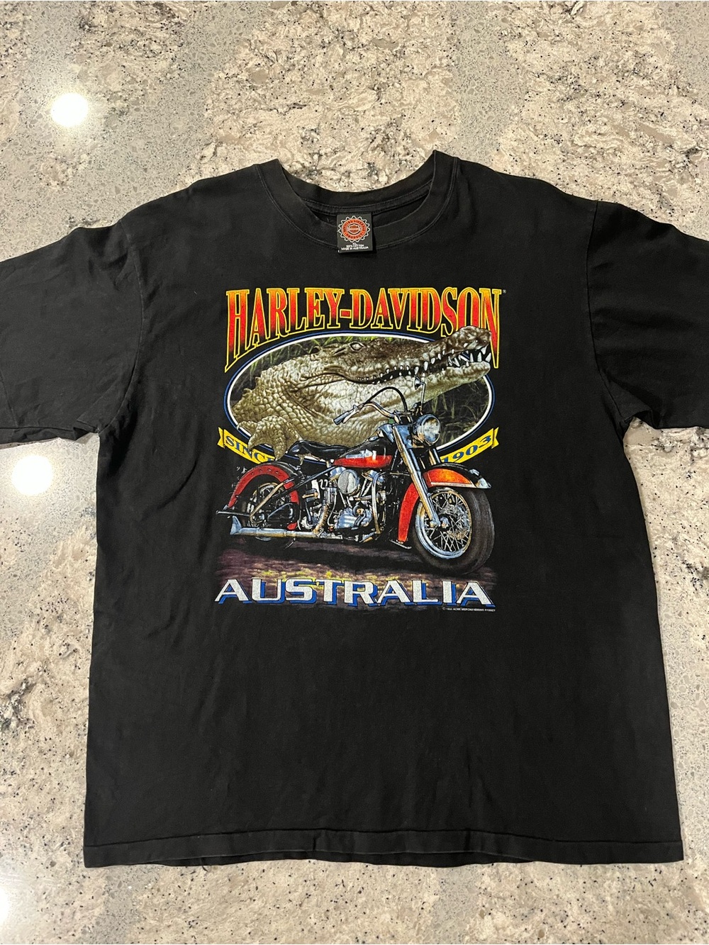 Vintage 1991 Harley Davidson Australia Crocodile Tee